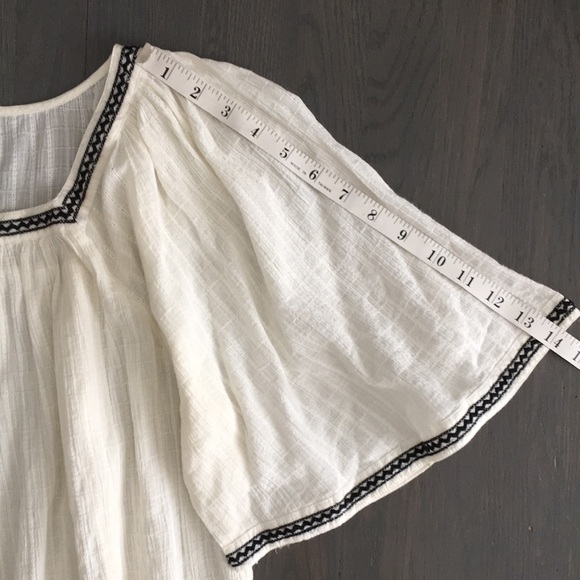 LOFT Textured Embroidered 100% Cotton Flowy Peasant Top, sz Medium - Picture 12 of 14